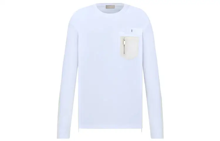 DIOR X Sacai Dior Quarterly New Products Sweatshirts Men's White Crew Neck Moderate Regular