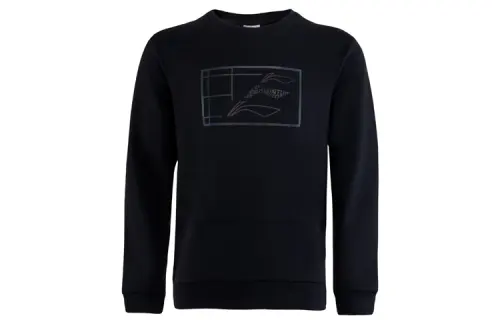 Li Ning Sweatshirts Men's Black Crew Neck Moderate Regular