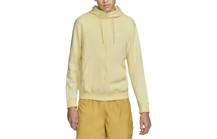 Nike Sweatshirts Men's Yellow Hooded Moderate Cardigan