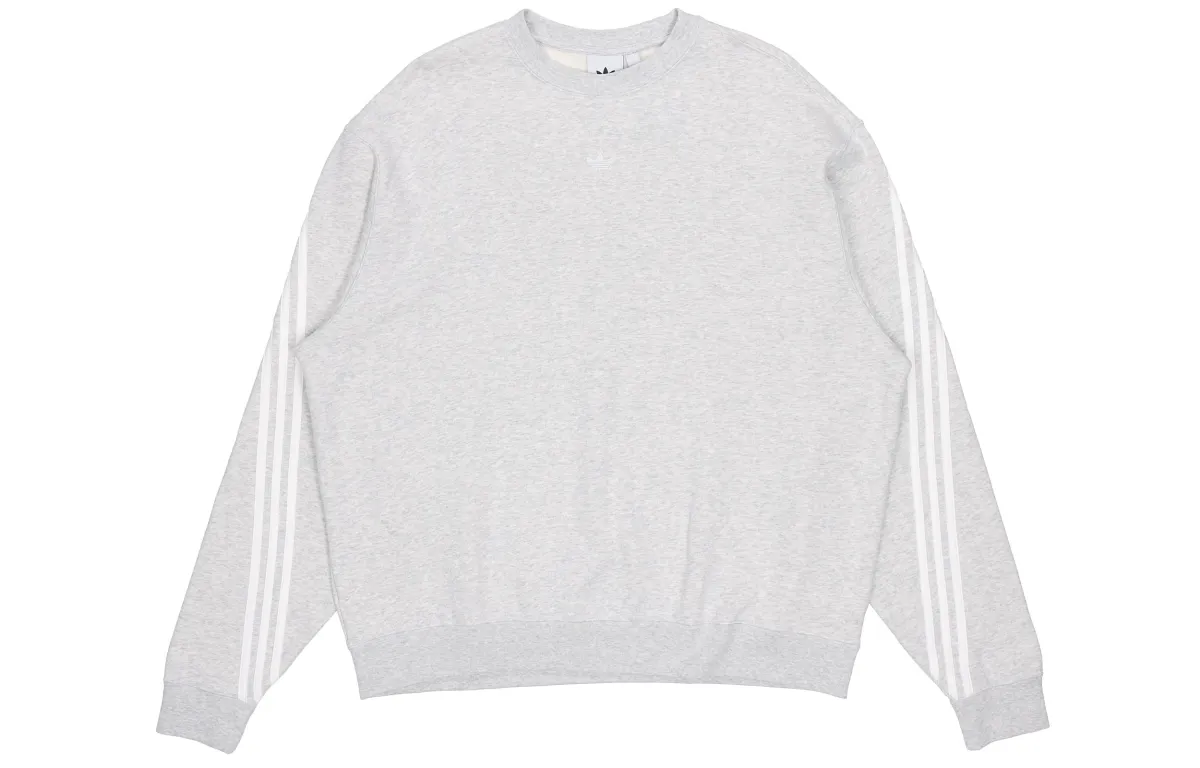 Adidas Originals 3-Stripes Sweatshirts Men's Medium Gray Crew Neck Moderate Straight Fit