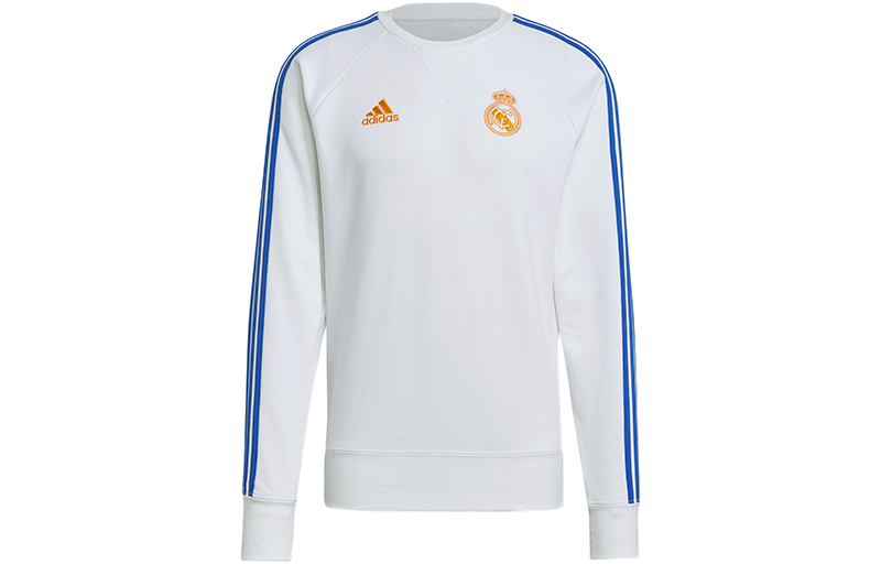 Adidas, royal football sports white sweatshirt for training with a round collar