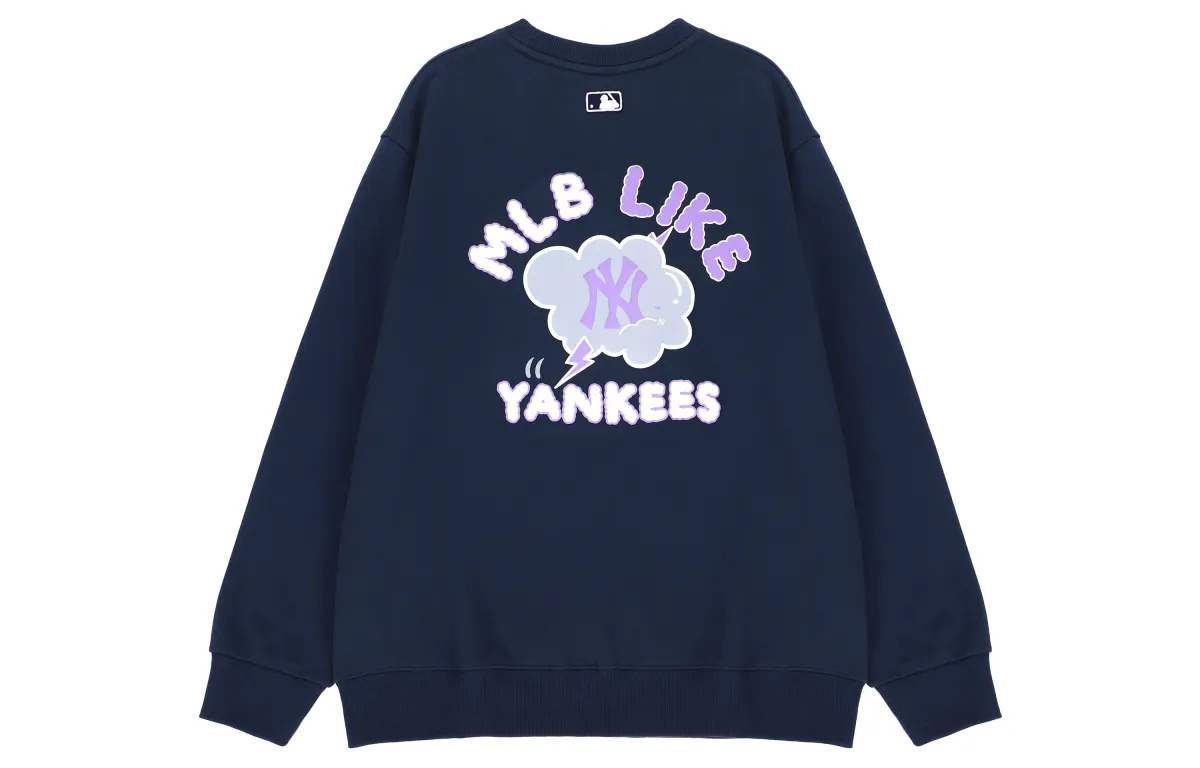 MLB New York Yankees Sweatshirts Unisex Dark Marine Blue Crew Neck Moderate Regular