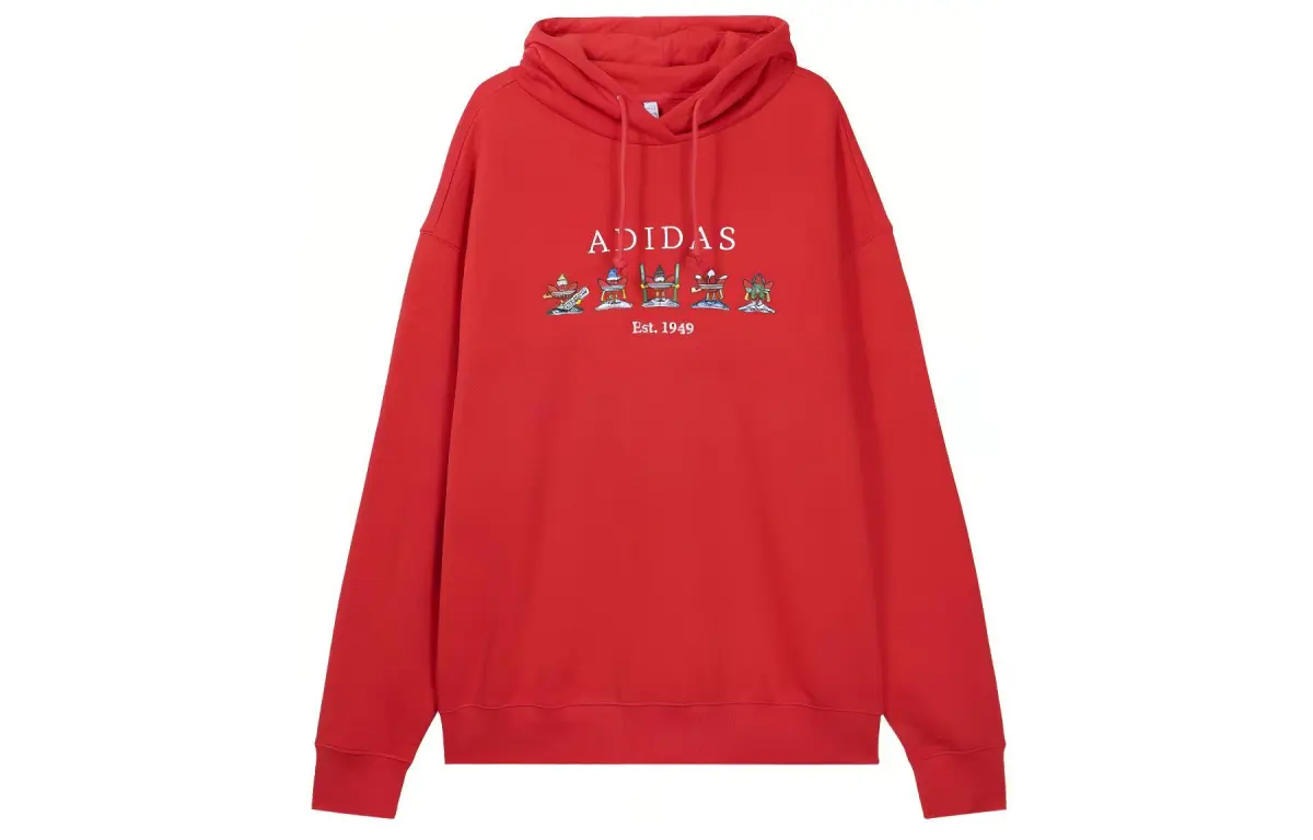 Adidas Originals Sweatshirts Unisex Red Hooded Moderate