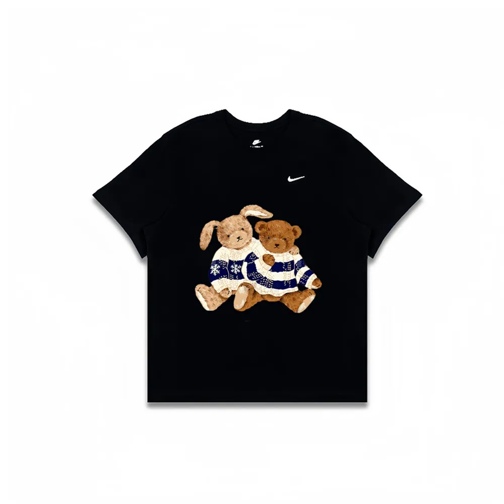 Nike T-Shirts Men's Black Crew Neck Moderate Straight Fit