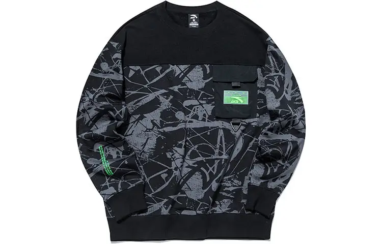 ANTA Life Collection Sweatshirts Men's Black Crew Neck Moderate Regular
