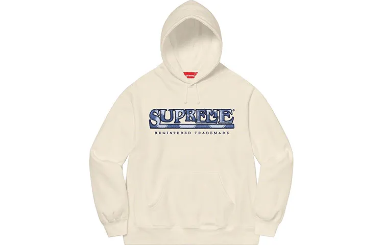 Supreme denim-print logo hoodie