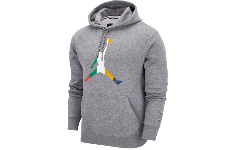 Jordan Sweatshirts Unisex Gray Hooded Thickened Regular