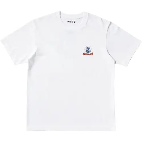 UNIQLO Godzilla Co Brand T Shirts Men's White Crew Neck Moderate Straight Fit