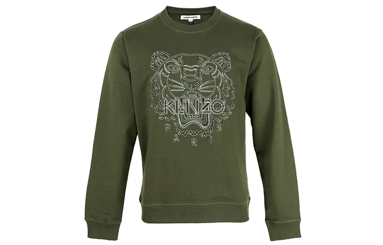 KENZO Sweatshirts Men's Green Crew Neck Moderate Regular