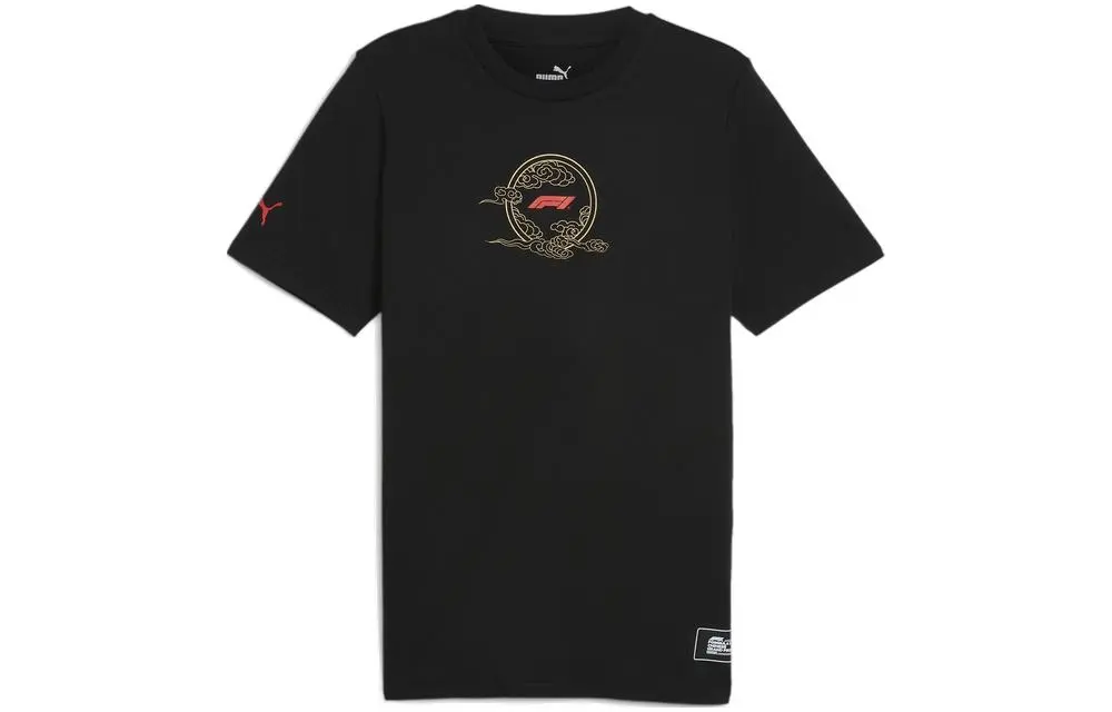 PUMA T-Shirts Men's Black Crew Neck Moderate Straight Fit