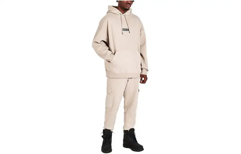 Timberland Sweatshirts Unisex Khaki Hooded Moderate Regular