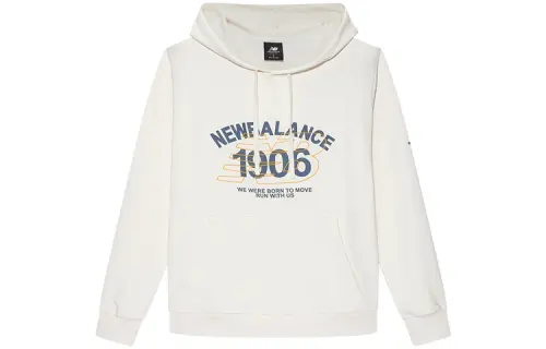 New Balance Sweatshirts Men's Cream White Hooded Moderate Regular