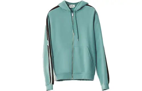 HERMES Sweatshirts Men's Blue Hooded Moderate Cardigan