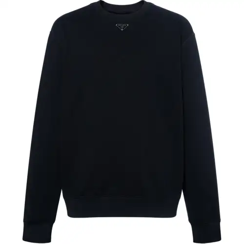 PRADA Sweatshirts Men's Black Crew Neck Moderate Regular