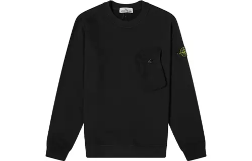 STONE ISLAND Sweatshirts Men's Black Crew Neck Moderate Heavyweight