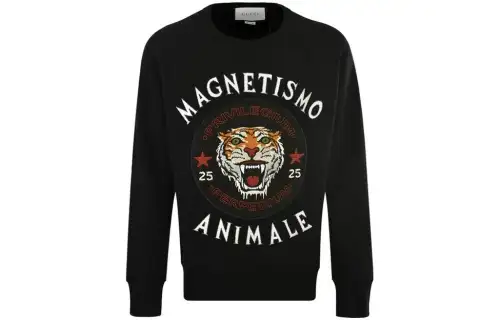 GUCCI Sweatshirts Men's Black Crew Neck Moderate Other