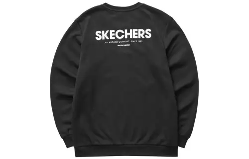 Skechers Colorful Back Letter Print Thickened And Fleece Lined Sweatshirt Unisex Carbon Black