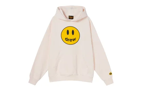 Drew House Smiley Collection Mascot Hoodie Mascot Logo Print Hooded Fleece Lined Sweatshirt Unisex Milk White
