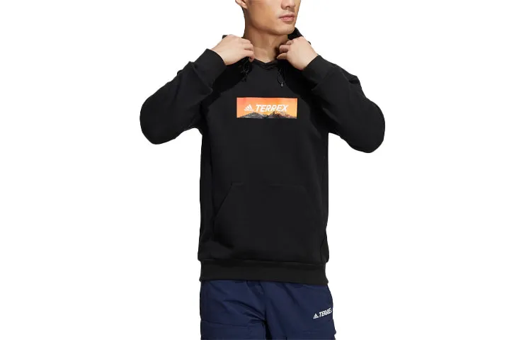 Adidas Sweatshirts Men's Black Hooded Moderate Regular