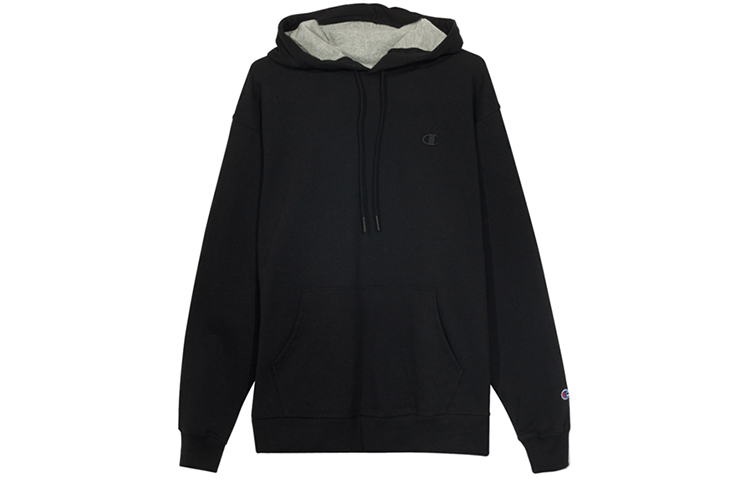 Champion Left Chest Small Logo Hooded Fleece Lined Sweatshirt US Version Men's Black