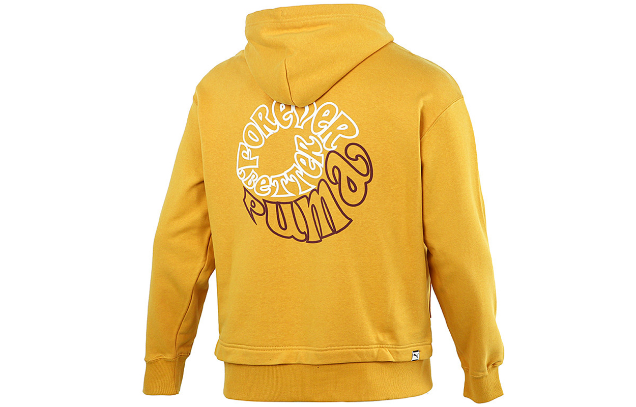 PUMA Sweatshirts Men's Yellow Hooded Moderate Mock Two Piece