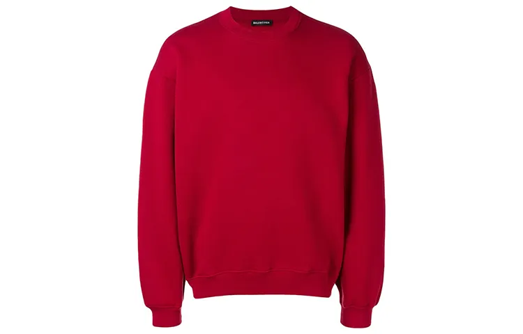 Balenciaga Sweatshirts Men's Red Crew Neck Moderate Regular