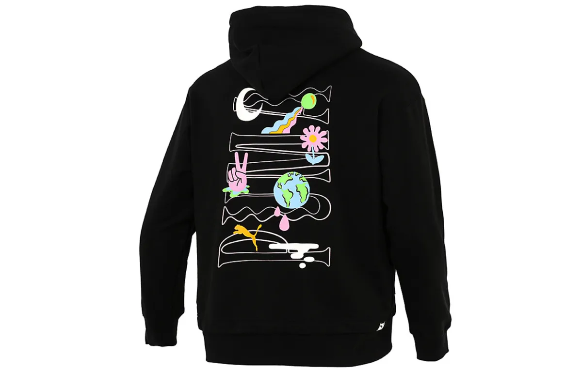 PUMA Sweatshirts Men's Black Hooded Moderate Regular
