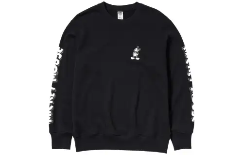 UNIQLO Sweatshirts Unisex Black Crew Neck Moderate Regular