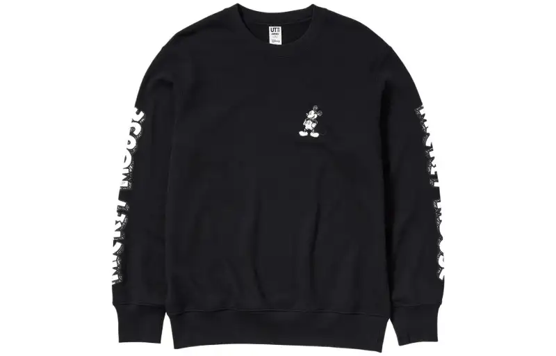 UNIQLO Sweatshirts Unisex Black Crew Neck Moderate Regular