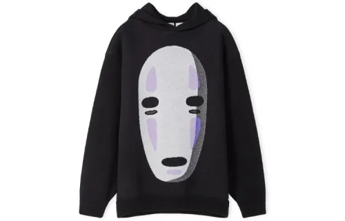 LOEWE Spirited Away Sweatshirts Unisex Black Hooded Moderate Regular