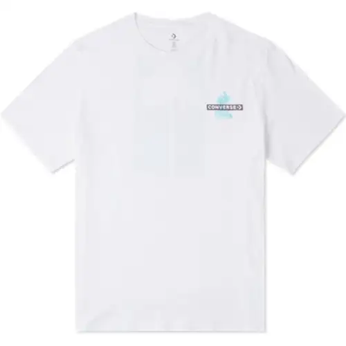 Converse T Shirts Men's White Crew Neck Moderate Straight Fit
