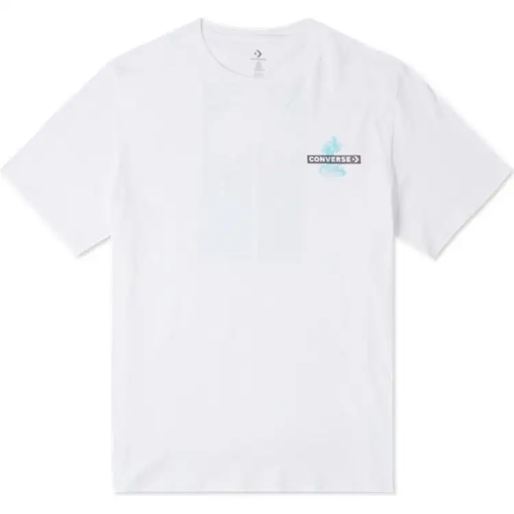 Converse T Shirts Men's White Crew Neck Moderate Straight Fit