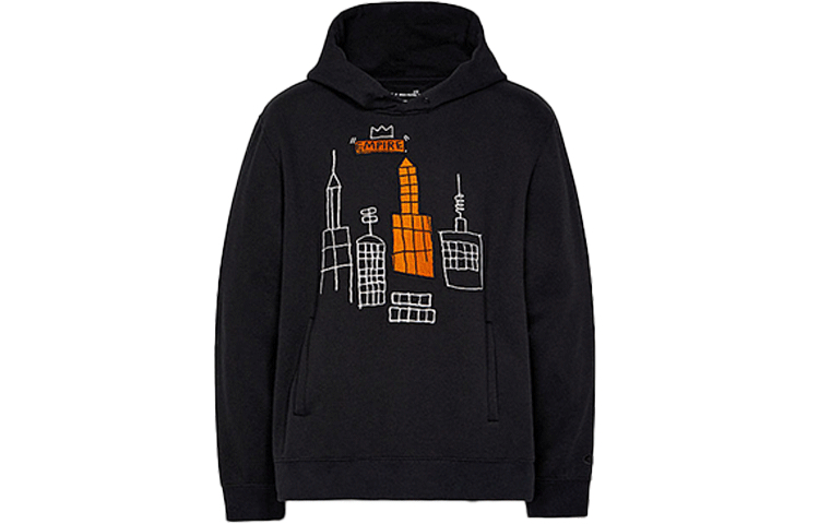 COACH Coach x Jean-Michel Basquiat/Jean-Michel Basquiat Abstract City Pattern Hooded Pullover Sweatshirt Men's Black