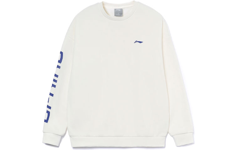Li Ning, keep warm white sweatshirt for training for men and women, with your logo imprint, oversize