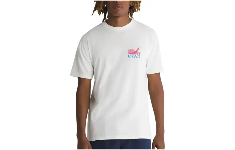 Vans Slower Route T Shirts Men's White Crew Neck Moderate Straight Fit
