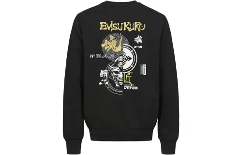 EVISU Sweatshirts Unisex Black Crew Neck Moderate Regular