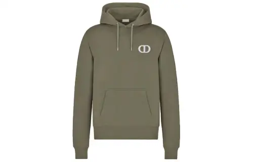 DIOR Quarterly New Products Sweatshirts Men's Olive Hooded Moderate Heavyweight