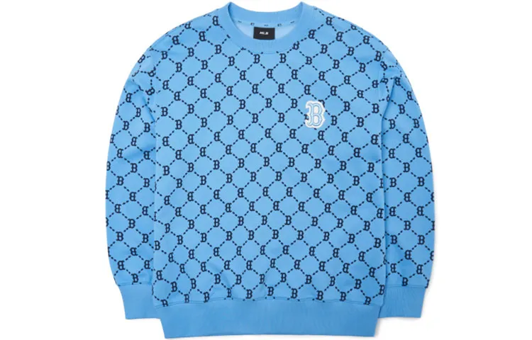 MLB Basic Logo Sweatshirts Unisex Blue Crew Neck Moderate