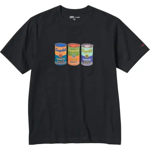 UNIQLO T Shirts Unisex Black Crew Neck Moderate Straight Fit