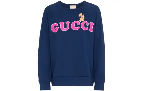 GUCCI Sweatshirts Men's Blue Crew Neck Moderate Regular