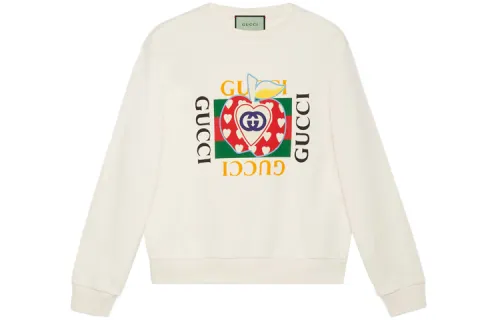 GUCCI Sweatshirts Men's White Crew Neck Moderate Regular