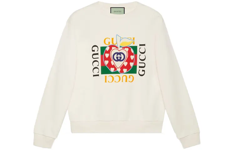 GUCCI Sweatshirts Men's White Crew Neck Moderate Regular