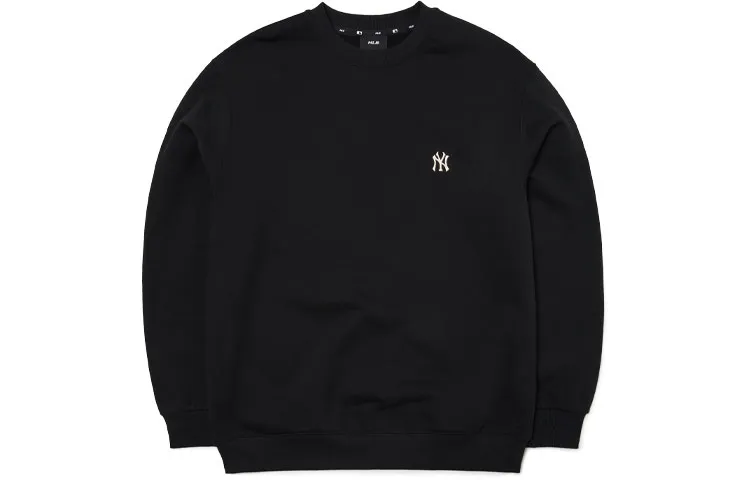 MLB Basic Logo Sweatshirts Unisex Black Crew Neck Moderate Regular
