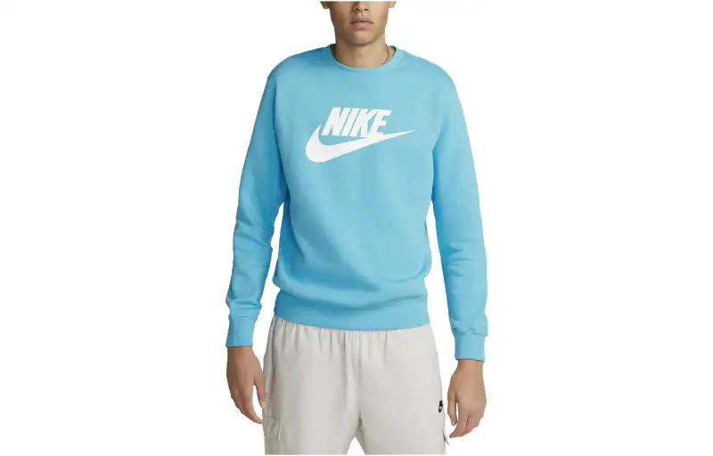 Nike Sweatshirts Men's Light Blue Crew Neck Moderate Regular