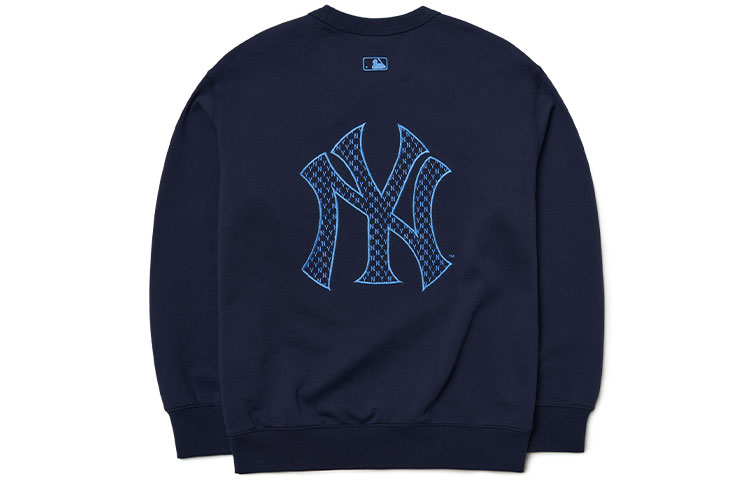 MLB Old Flower Sweatshirts Unisex Navy Blue Crew Neck Moderate Regular