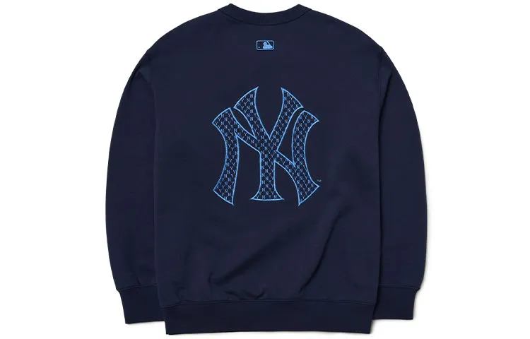 MLB Monogram Sweatshirts Unisex Navy Blue Crew Neck Moderate