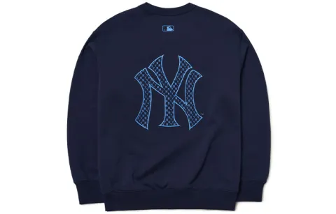 MLB Monogram Sweatshirts Unisex Navy Blue Crew Neck Moderate