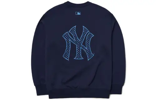 MLB Old Flower Sweatshirts Unisex Navy Blue Crew Neck Moderate Regular