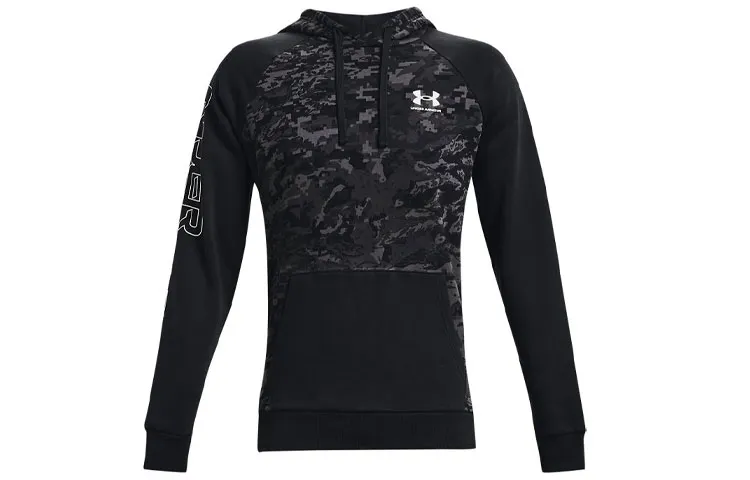 Under Armour Script Sweatshirts Men's Black Hooded Thickened Regular
