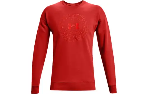 Under Armour Rival Sweatshirts Men's Shiny Red Crew Neck Thickened Regular